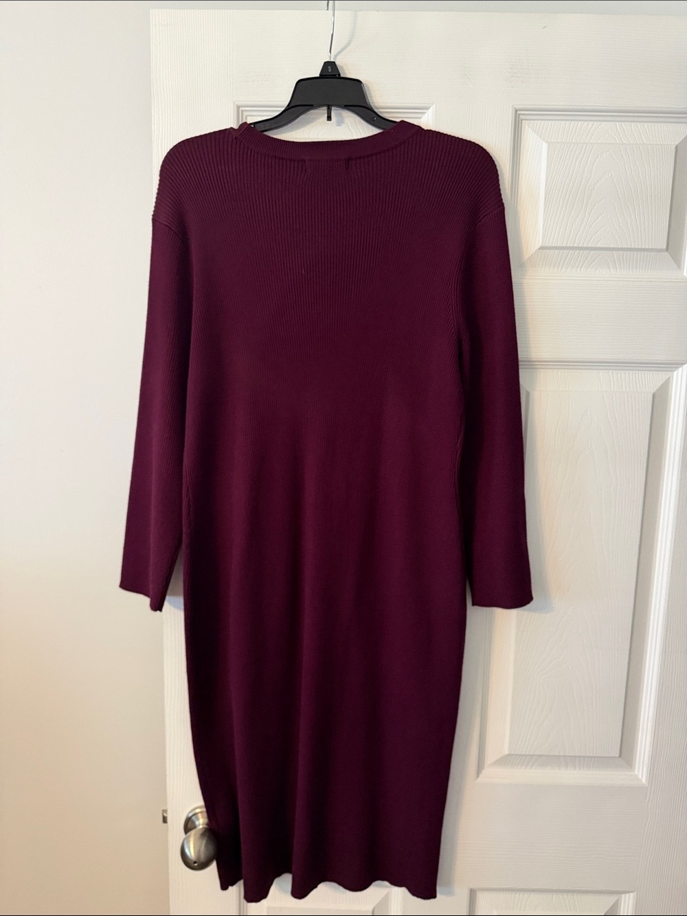 DKNY Women's Wine Ribbed Long-Sleeve Midi Knit Dress size XL brand new - Picture 5 of 8